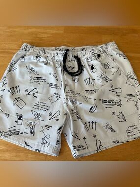 PAPER PLANES ROC NATION Sketch Print Swim Shorts. Size L